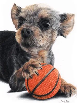 Kolorowy portret zwierzaka ze zdjęcia kredkami